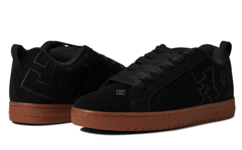 DC Mens Court Graffik Skate Sneakers Size 8 EU 40.5 Black Gum Suede NWOB